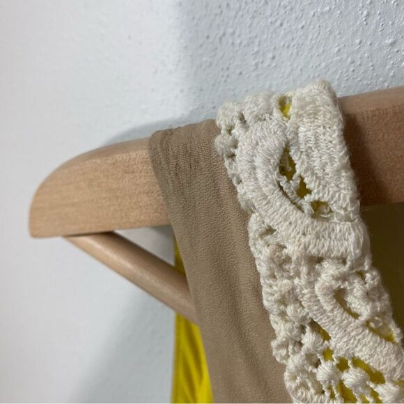 Anthropologie Greylin Valencia Lace Fit and Flare Yellow and White Cotton Dress - Picture 7 of 12